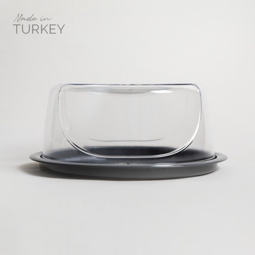 [4110904] CAMPANA DE PLASTICO TRANSPARENTE CON BASE GRIS 34 X 15 CM