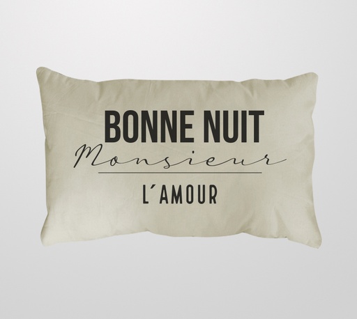 [122277] FUNDA FRANCIA MON AMOUR -BONNE NUIT MONSIEUR- NATURAL 70X50 CM. - RELLENOS 70 x 50