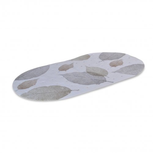 [2560646] ALFOMBRA PARA BAÑERA OVAL CON HOJAS BEIGE/GRIS 38X68CM DE PVC