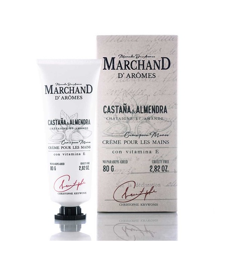 [130371] CREMA DE MANOS MARCHAND D AROMES CASTAÑA Y ALMENDRA 80 G