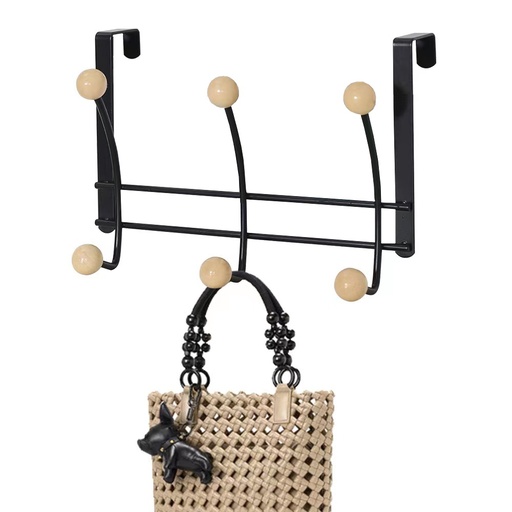 [140325] PERCHERO PUERTA 3 GANCHOS NEGRO 27 X 16. CM
