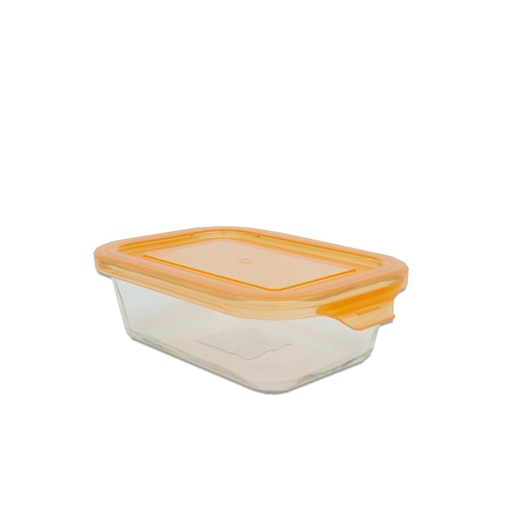 [140355] CONTENEDOR RECTANGULAR DE VIDRIO 370ML 14.5 X 10.5 CM