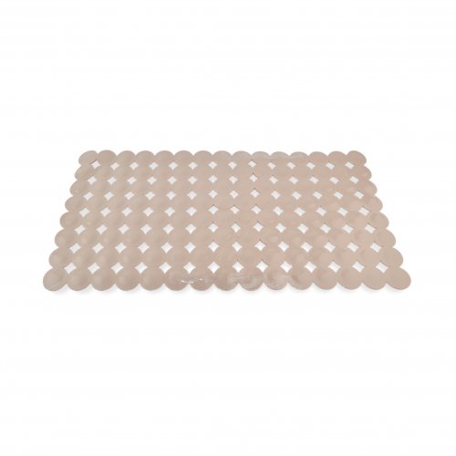 [256307] ALFOMBRA PARA BAÑERA BEIGE RECTANGULAR CON CÍRCULOS CRAQUELADO 35X67CM DE PVC